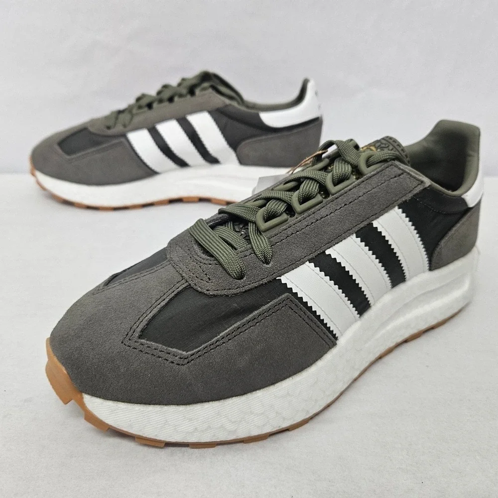 Adidas Retropy‎ E5 Casual Sneakers H03854 Olive White Gray Boost Mens Size 8.5
